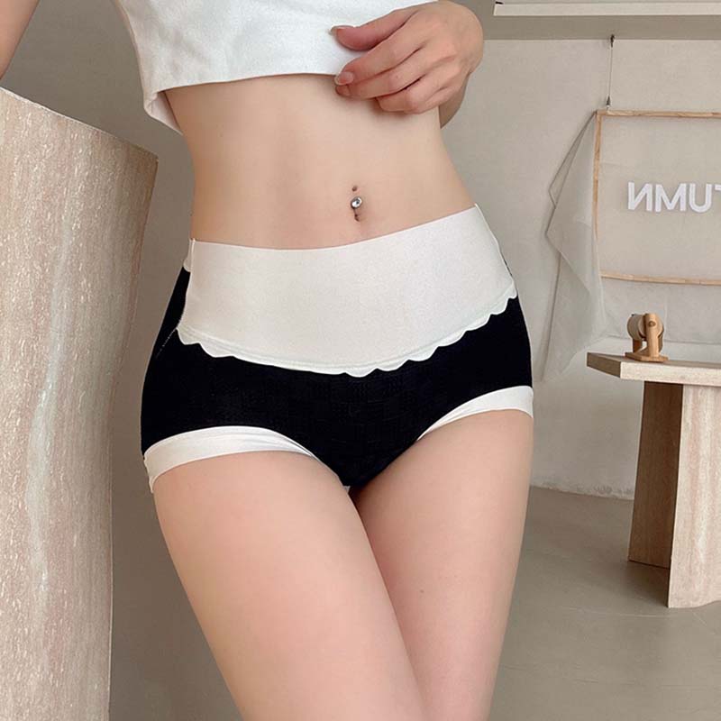 棉柔羽翼内裤女中高腰高弹无痕