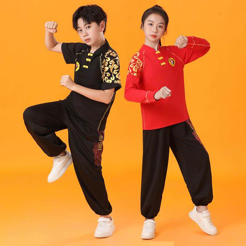 武术服装太极服牛奶丝武术表演服训练服武术T恤练功服儿童武术服