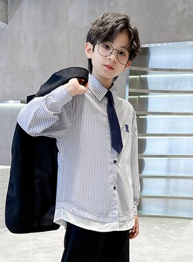 新款内搭条纹帅气白衬衫韩版春秋