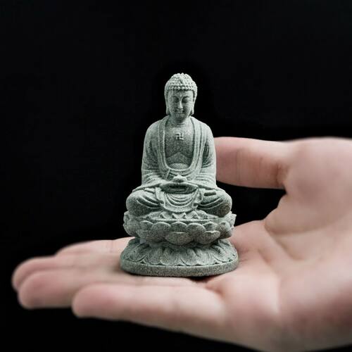 青砂石佛像坐姿摆件国潮玄关造景工艺品创意家居桌面装饰