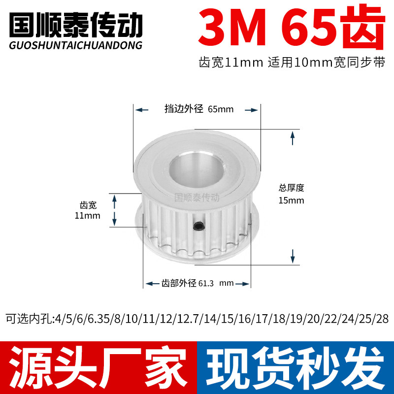 现货同步轮3M65齿AF齿宽11总厚15
