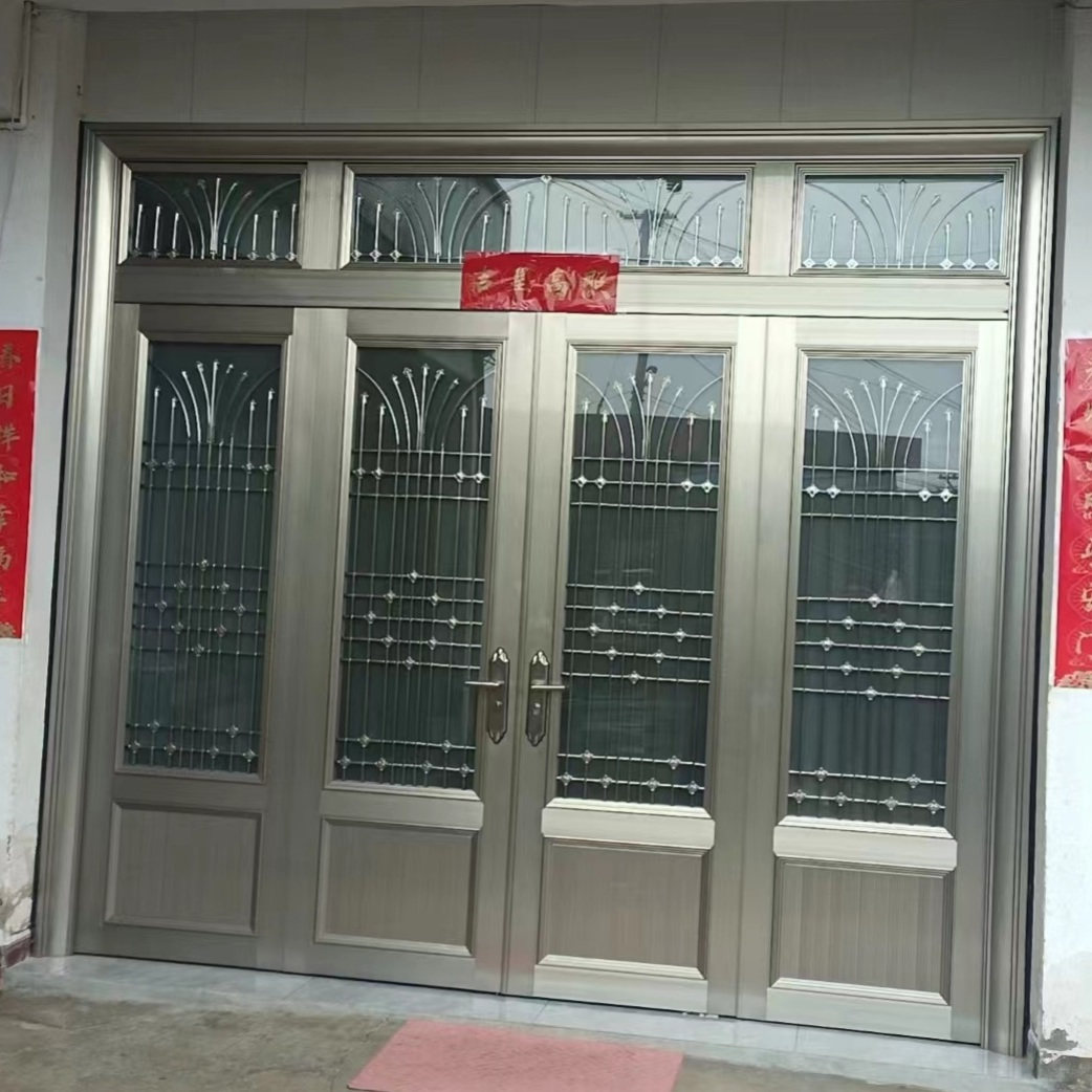 定制高档铝合金双开钢化玻璃门图片