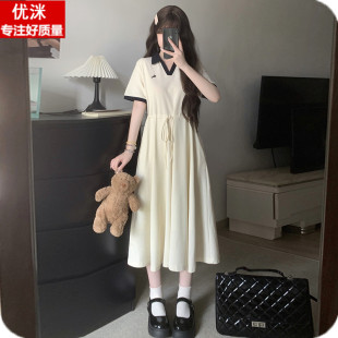 夏装女大童学院风连衣裙初中生女孩甜美森系小清新收腰中长款裙子