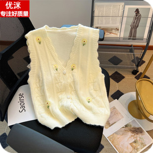 女大童宽松针织衫毛衣春秋款初中生可爱少女孩甜美小清新马甲上衣