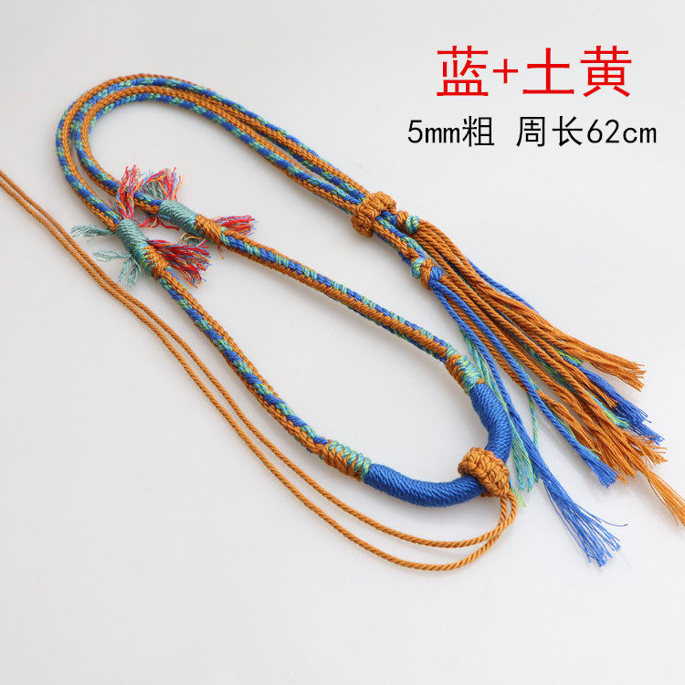 手搓棉线手工编织吊坠绳横穿天珠藏式唐卡挂绳民族风玉坠项链绳子