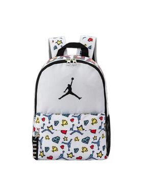 Jordan耐克AJ双肩包涂鸦飞人学生书包儿童小号背包白色DZ3755