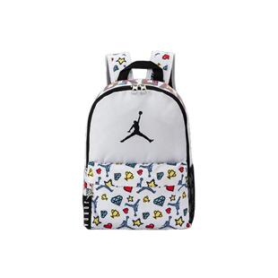 Jordan耐克AJ双肩包涂鸦飞人学生书包儿童小号背包白色DZ3755