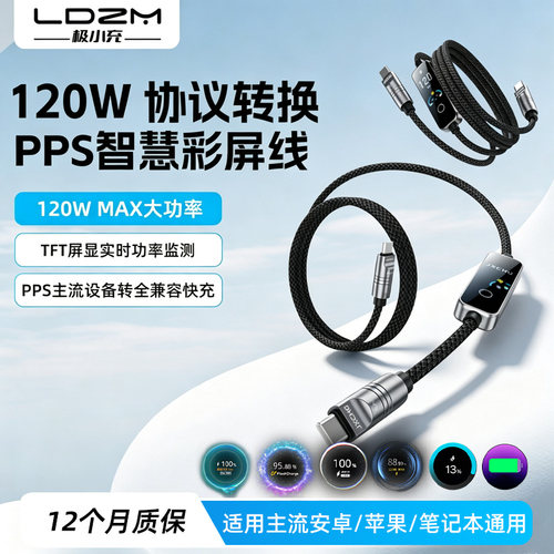 乐迪智美120WPPS协议快充转换线