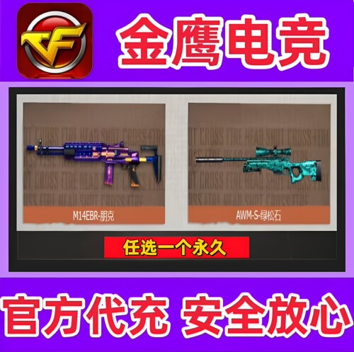 CF穿越火线M14EBR-朋克/AWM-S-绿松石任选一个永久 非雷神蝴蝶刀