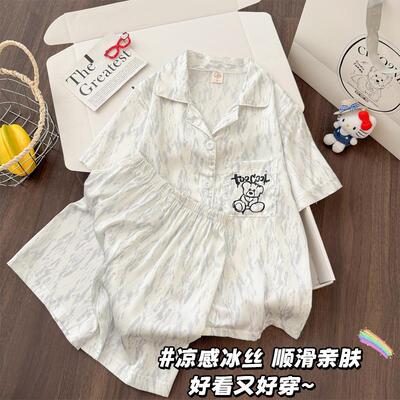 男孩五十一十周岁小孩子中大童男童冰丝薄款夏居家服儿童睡衣夏季