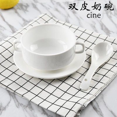 陶瓷双耳粥用布丁餐厅瓷盅甜碗