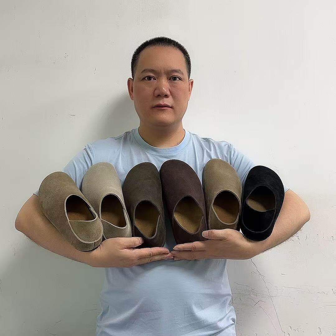东莞工厂2026新款头层牛皮男女复古厚底懒人真皮单鞋