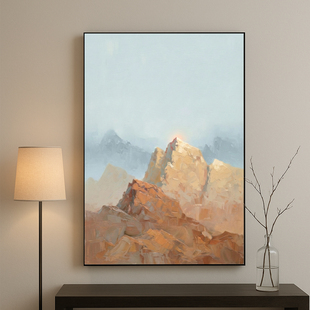 暖调印象派现代极简风景现代奶油风纯手绘油画 希望晨曦