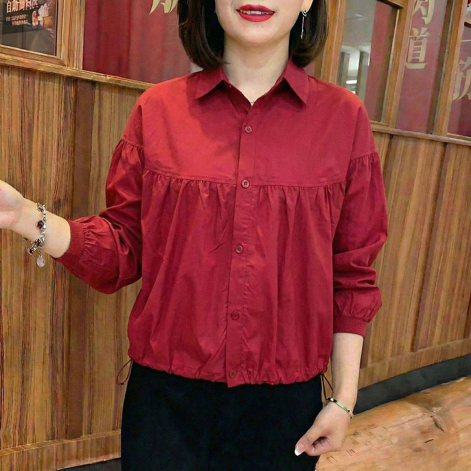 2026春秋款时尚洋气大码纯色翻领开衫宽松休闲显瘦遮肉百搭外套女,女装/女士精品,衬衫,淘宝优惠券,粉丝福利购,淘宝优惠卷