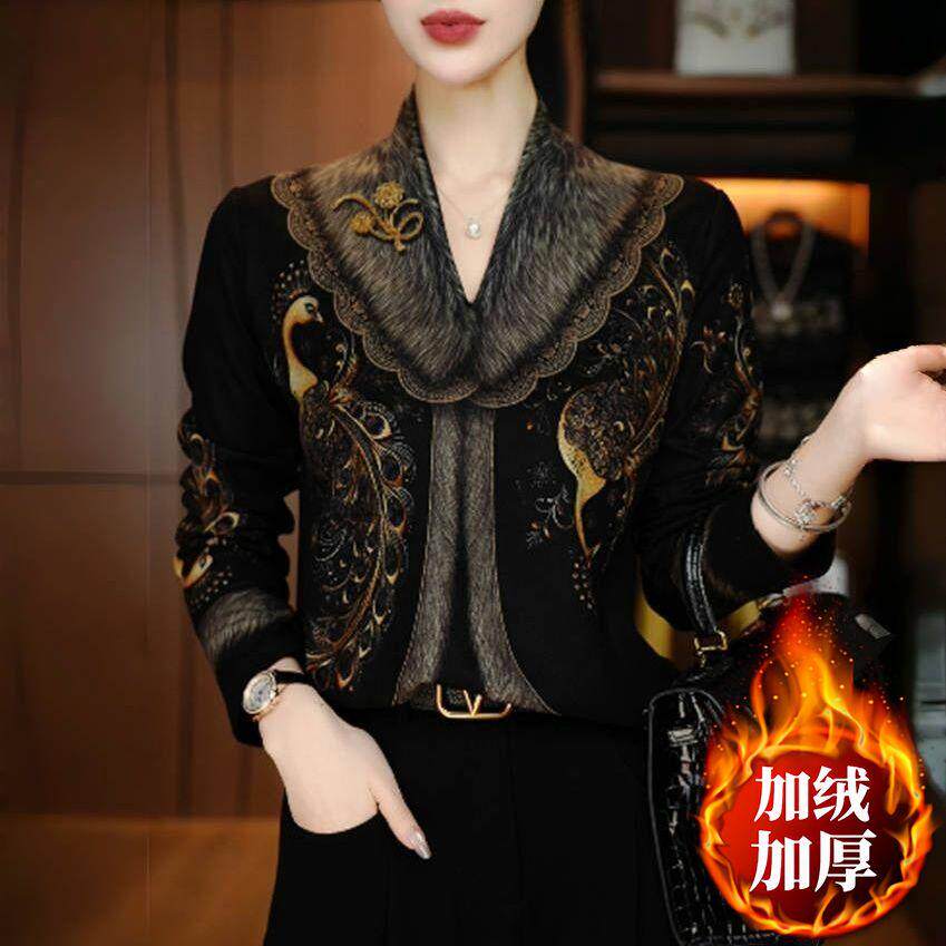 2024秋冬新款时尚百搭印花打底衫