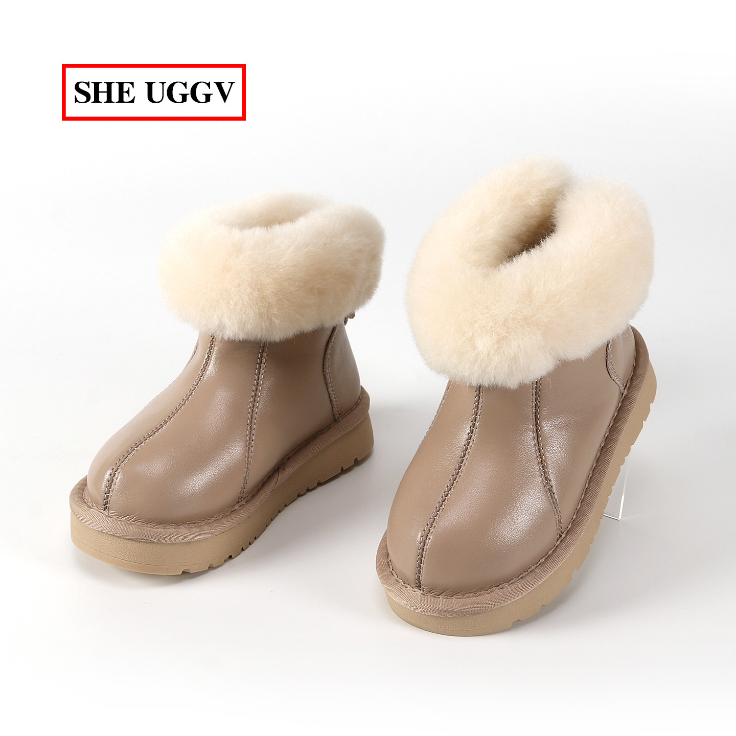 儿童汉服鞋亮皮加绒女童雪地靴羊毛鞋口冬季小公主棉鞋小女孩靴子
