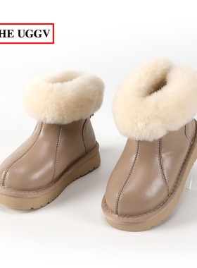 儿童汉服鞋亮皮加绒女童雪地靴羊毛鞋口冬季小公主棉鞋小女孩靴子