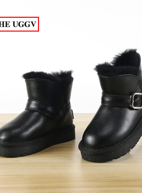 儿童亮面羊毛棉鞋宝宝皮毛一体雪地靴加厚防滑童靴学生雪地棉童鞋