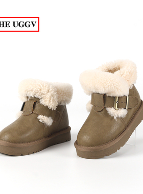 儿童雪地靴加绒面包鞋加厚男童雪地棉冬鞋女童靴子大棉鞋勃肯棉鞋