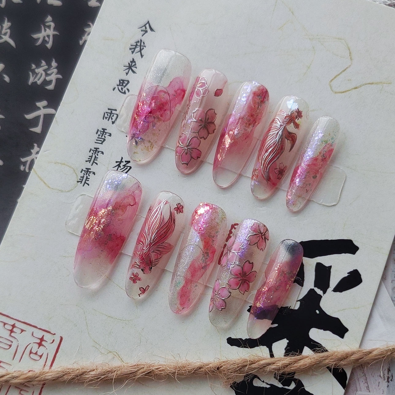 【大喜柿】七秀 | 剑网3穿戴甲美甲晕水彩染手绘剑三剑网三美甲