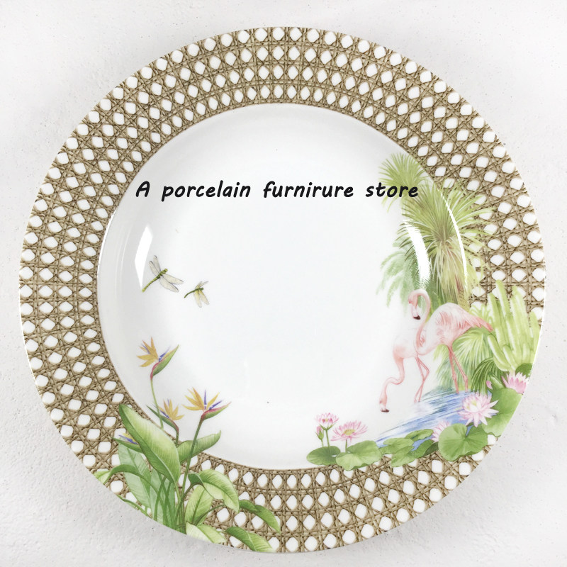 火烈鸟咖啡杯汤盘陶瓷餐具
