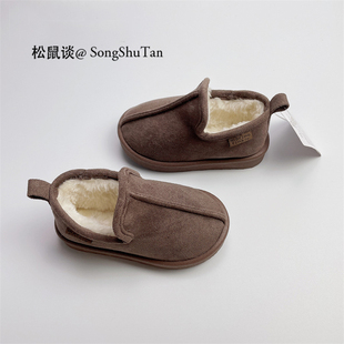 出口加厚儿童棉鞋冬季男女童室内鞋一脚蹬宝宝加绒家居鞋保暖软底