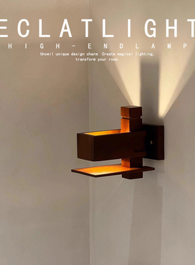 中古Frank taliesin复古侘寂卧室实木别墅南洋风床头原木装饰壁灯