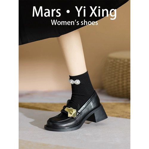 Высокая весенняя обувь для кожаной обуви, лоферы в английском стиле, из натуральной кожи