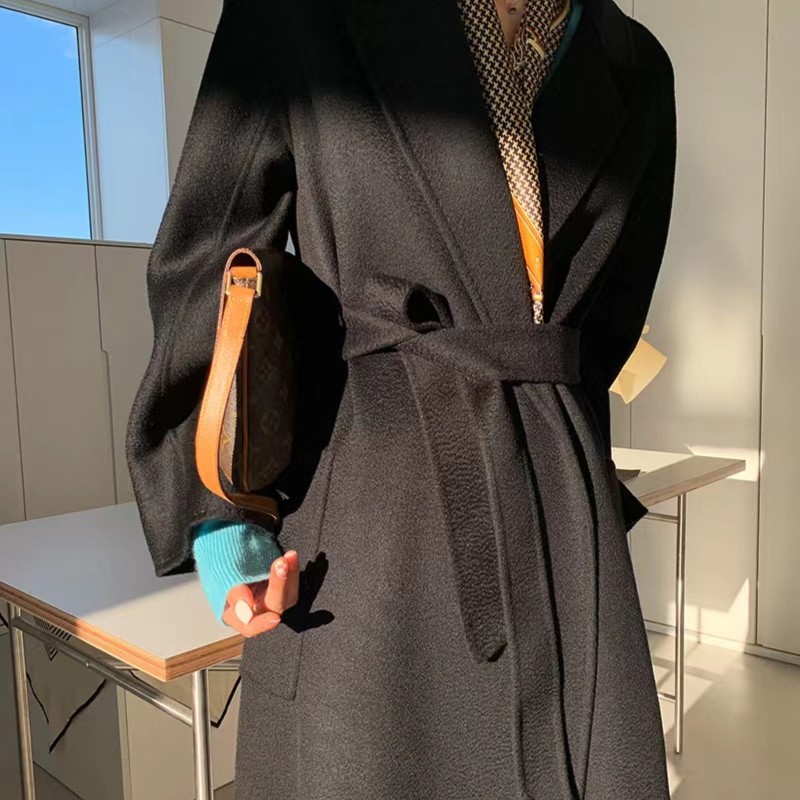 陌妆秋冬新款纯色羊毛大衣女士高档羊绒大衣中长款毛呢大衣13832