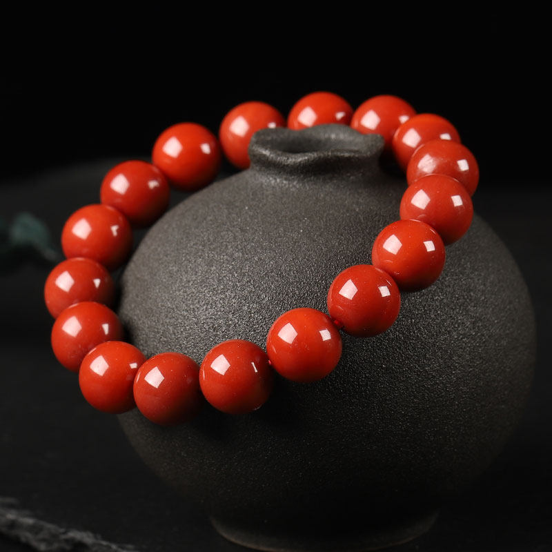 소장품 8A 남쪽 붉은 마노 팔찌 BAOSHAN 단일 원형 전체 빨간색 전체 육체 감 빨간색 팔찌 선물 인증서와 함께 제공