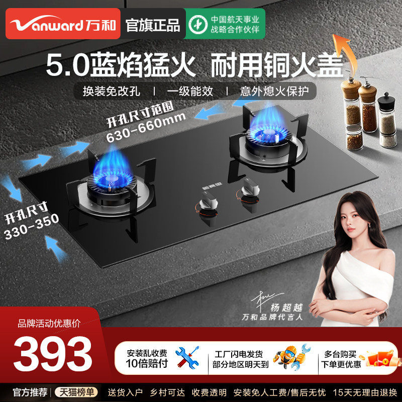 万和新品家用燃气灶天然气煤气灶双灶嵌入台式液化气猛火灶具X1
