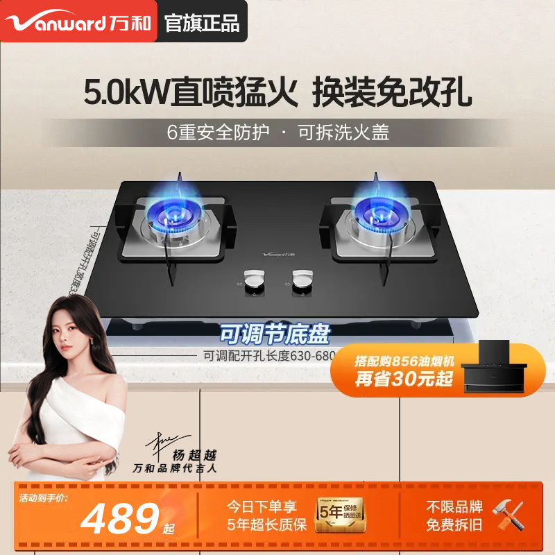 万和天然气燃气灶煤气炉双灶嵌入式5KW家用猛火一级能效以旧换新