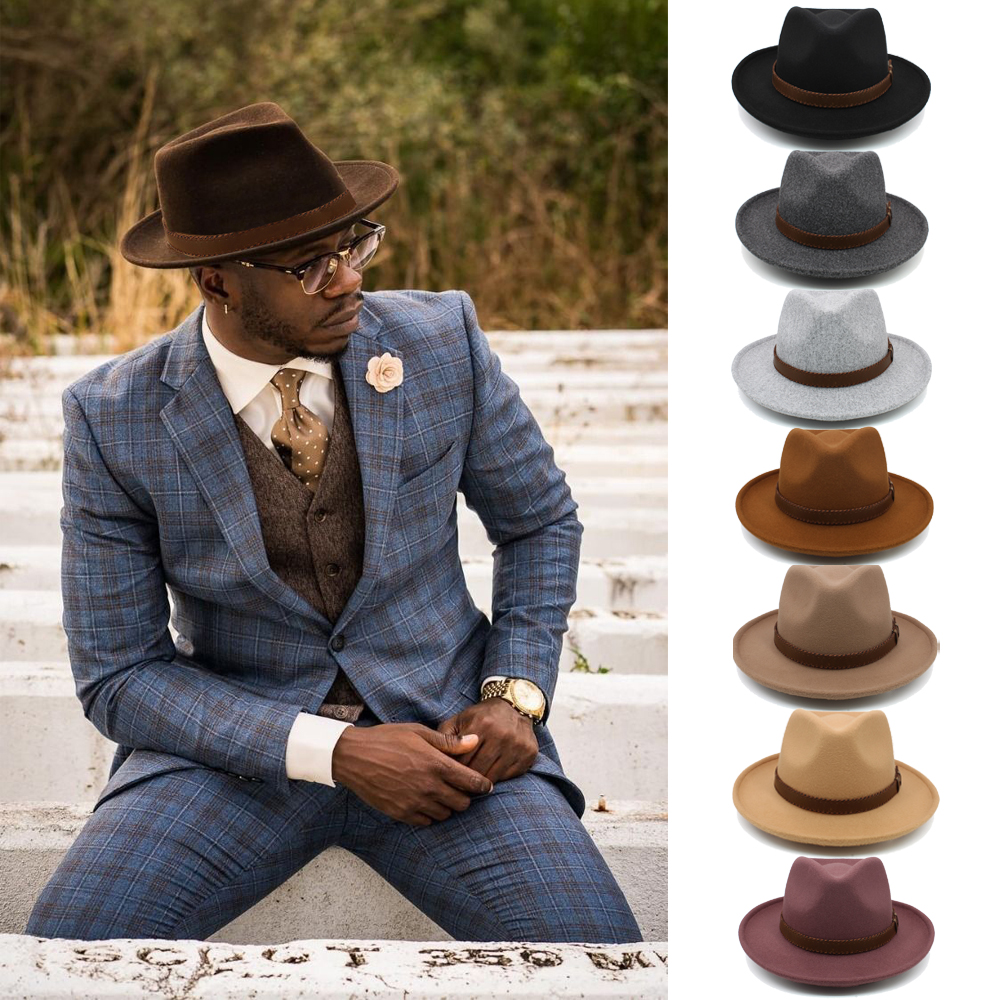 大头围可调节男女羊毛呢大礼帽