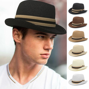 稍大头围春夏季男女遮阳草编汉堡帽翘檐礼帽防晒洪堡爵士太阳帽