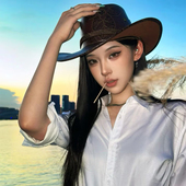 春夏秋季 男女骑马西部牛仔帽子英伦欧美宽檐遮阳皮革礼帽带防风绳