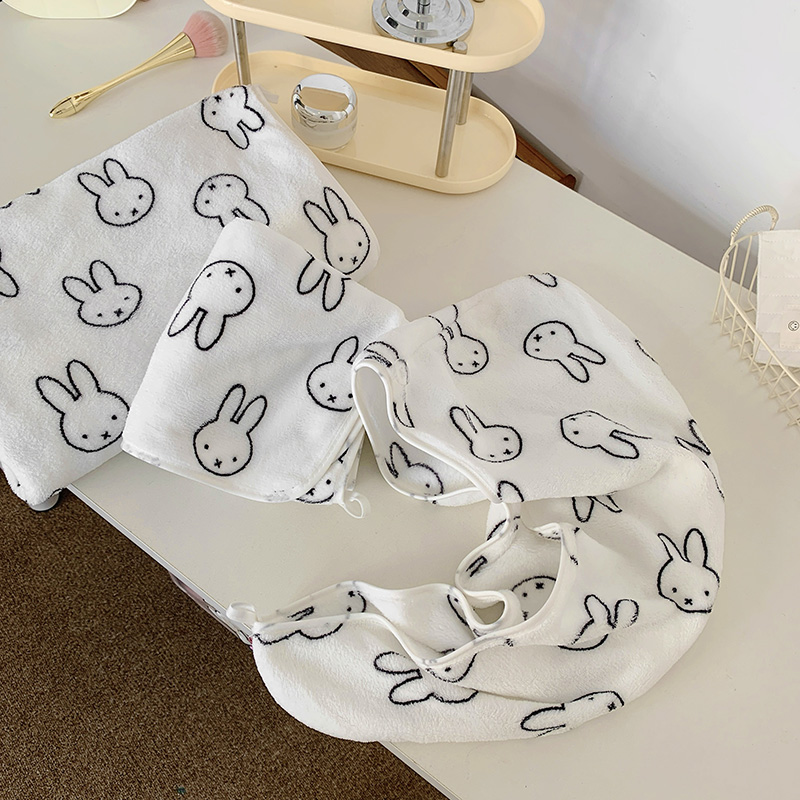 新款可爱卡通米菲兔浴巾毛巾方巾套装吸水速干不掉毛柔软三件套