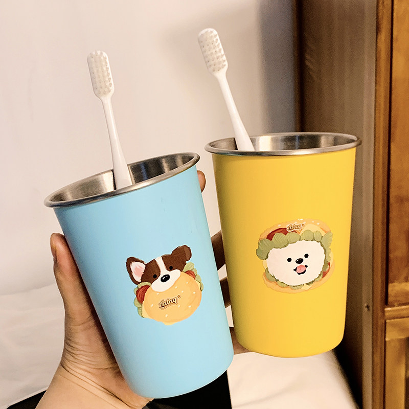 原创卡通可爱汉堡小狗漱口杯家用高颜值304不锈钢简约高级感杯子,家庭/个人清洁工具,洗漱杯,淘宝优惠券,粉丝福利购,淘宝优惠卷