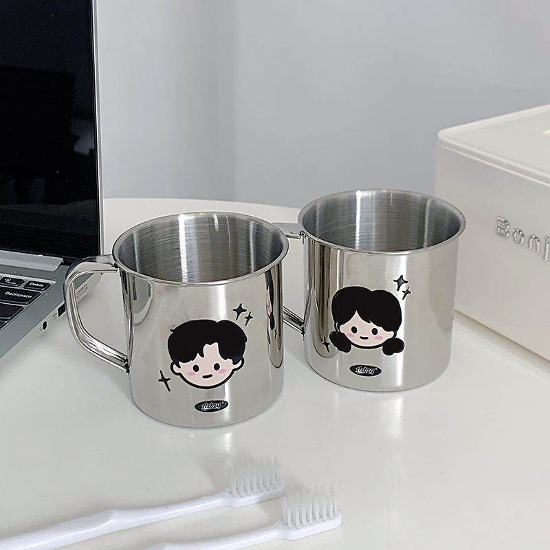 原创ins304不锈钢漱口杯加厚可爱简约高颜值家用创意洗漱情侣牙刷