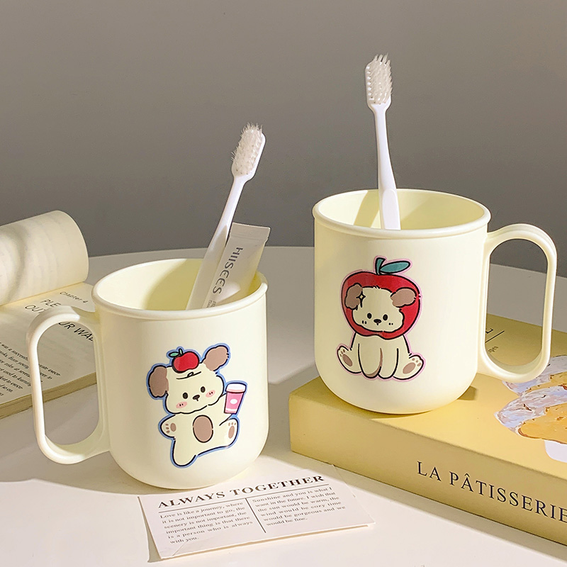 新款高颜值可爱卡通小熊小狗儿童情侣简约漱口杯创意防霉刷牙杯子