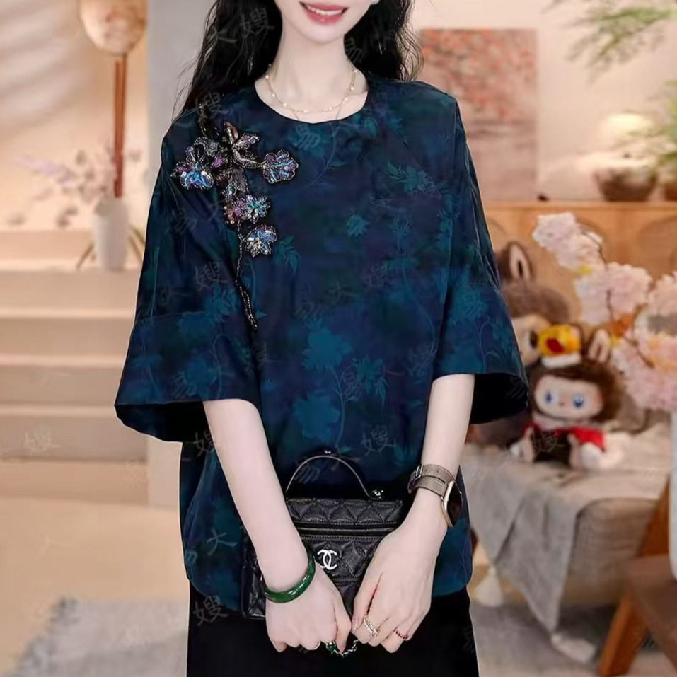 新中式国风复古改良上衣女人丝高衬衫