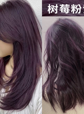树莓粉紫色染发剂自己在家染发膏显白黑紫色潮发型宝哥2025流行色