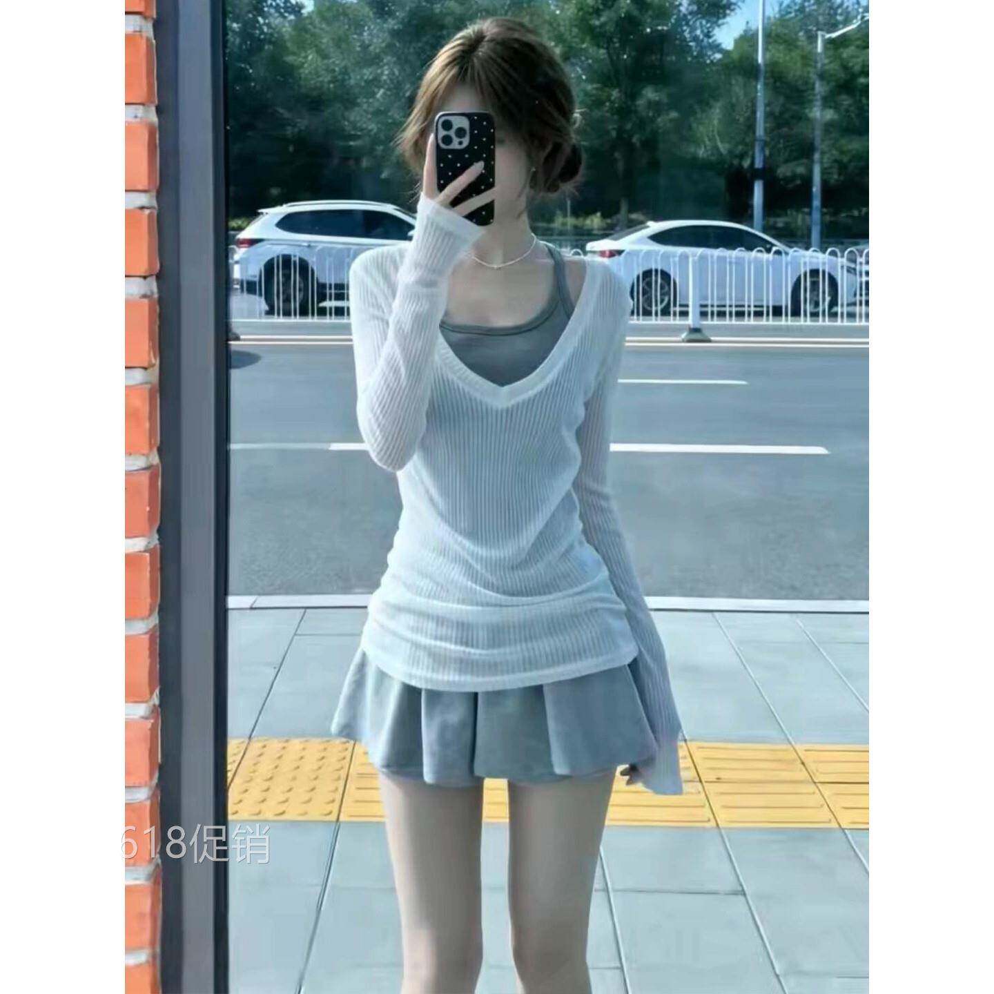 巨好看白色罩衫半身洋装子女夏季2026新款早春韩系穿搭套装短裙