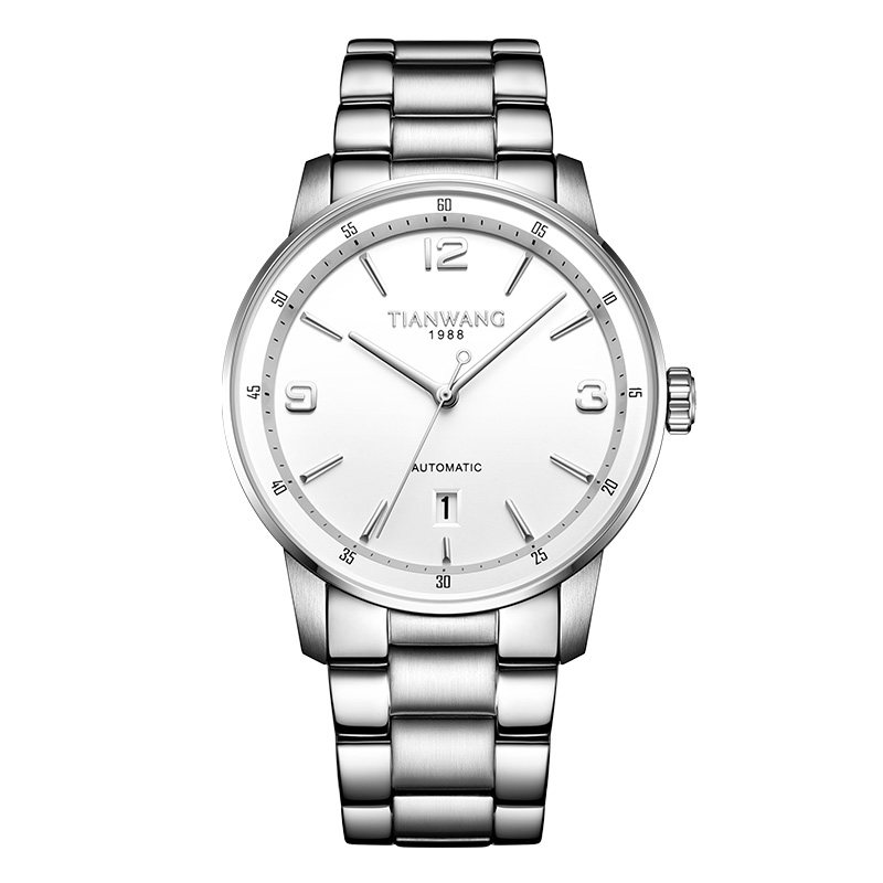 天王表商务防水自动机械手表太阳纹日历大表盘男表51207