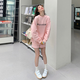 甜美减龄粉色卫衣套装女春秋2025新款小个子慵懒风百搭短裤两件套，女装套装/套裙，2C196