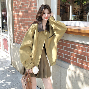高级小众巴恩风黄色外套女春秋2025年超火好看独特漂亮短夹克上衣图片