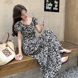 新品气质款黑玫瑰红朵连衣裙C195-9261-P120控178，女装连衣裙，2C196