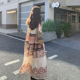复古波西米亚度假风印花无袖长裙女夏新款赫本风气质显瘦连衣裙，女装连衣裙，2C196