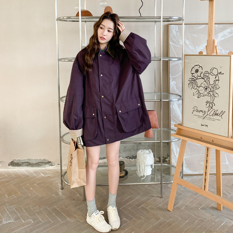 新品重工装撞色风衣外套2C196-6638-P165控248,女装风衣,2C196