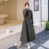 韩版时尚气质百搭显瘦长袖连衣裙套装女秋2025新款小众长裙两件套，女装连衣裙，2C196