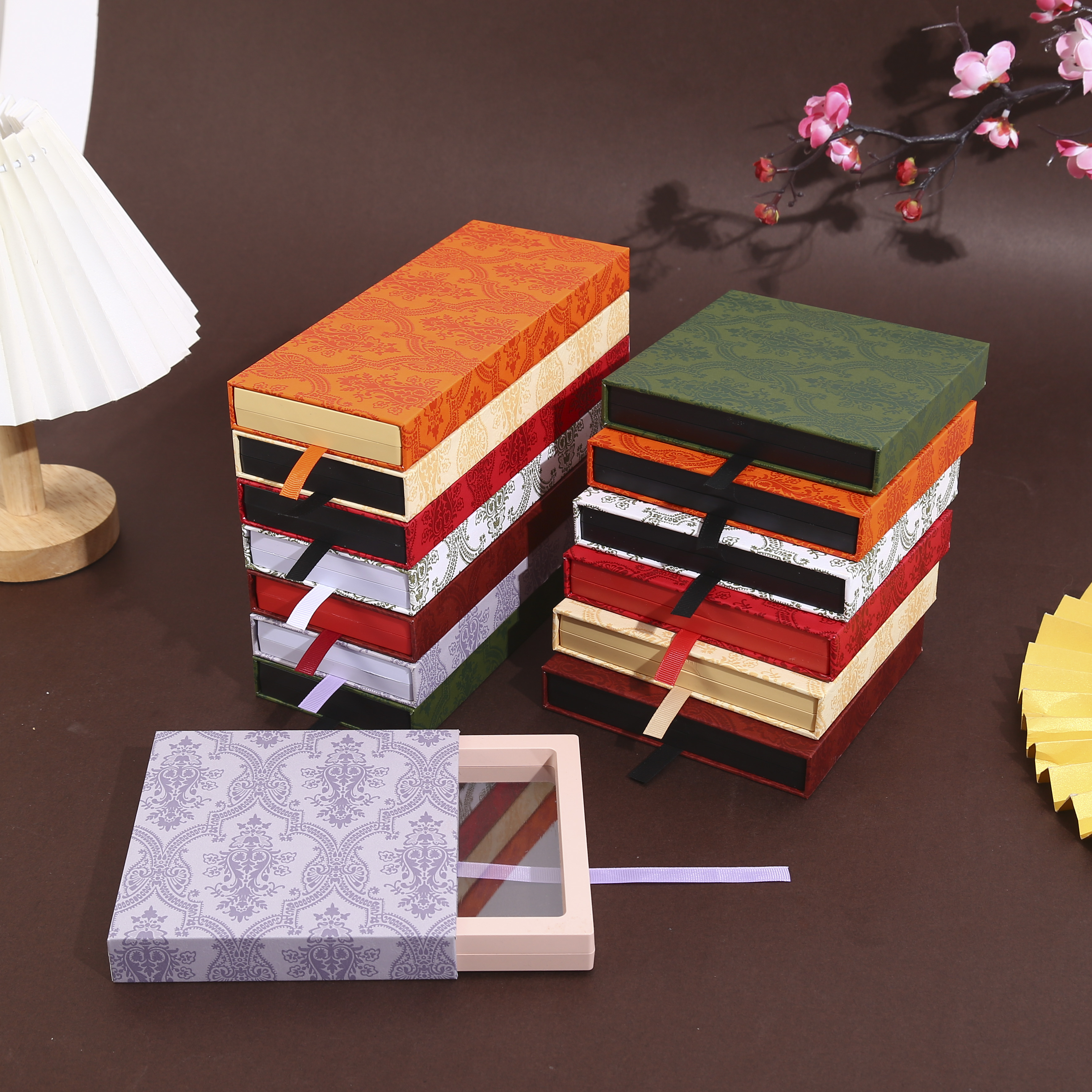 酷奇纹复古花纹珠宝礼品盒高级感抽屉式收纳盒创意包装盒多色可选
